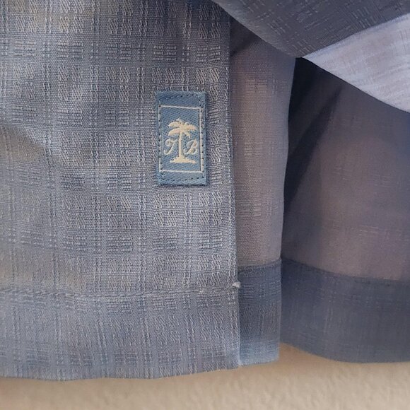 Tommy Bahama Shirt Mens Medium Blue 100% Silk Button Up Jacquard Hawaiian Casual - Picture 3 of 10
